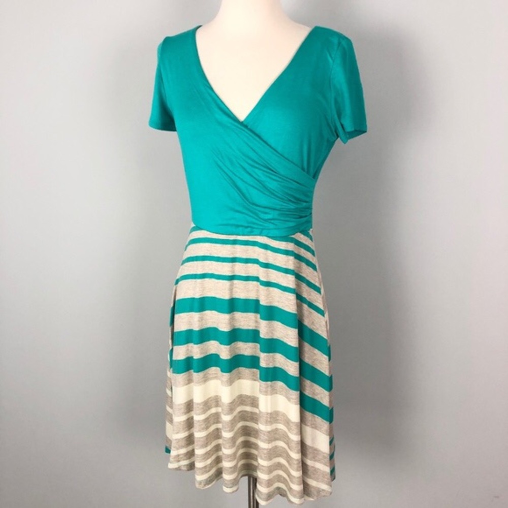 Gilli Teal and Gray Surplice Dress